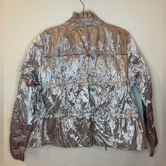 Chico’s bronze/metallic women’s rain jacket size 1 - Picture 2 of 7